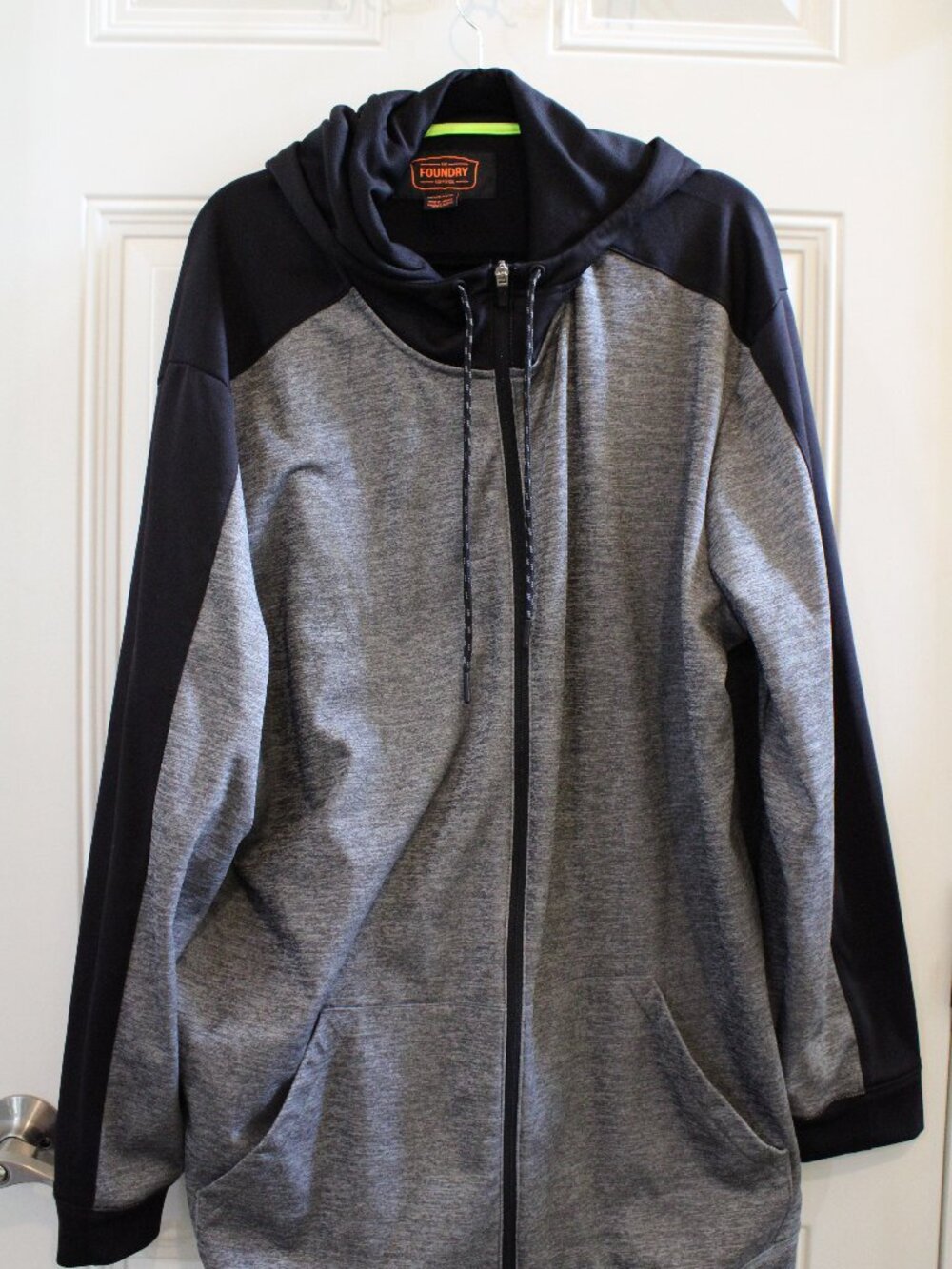 Foundry Men's full zipper hoodie shirt 2XLT grey and black
